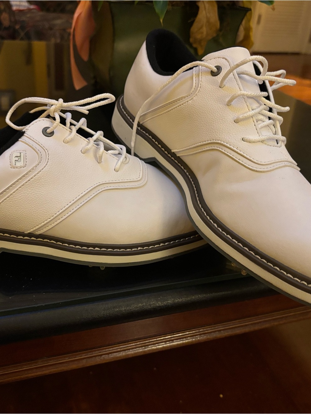 FootJoy White Men’s Athletic Shoes with Black Trim